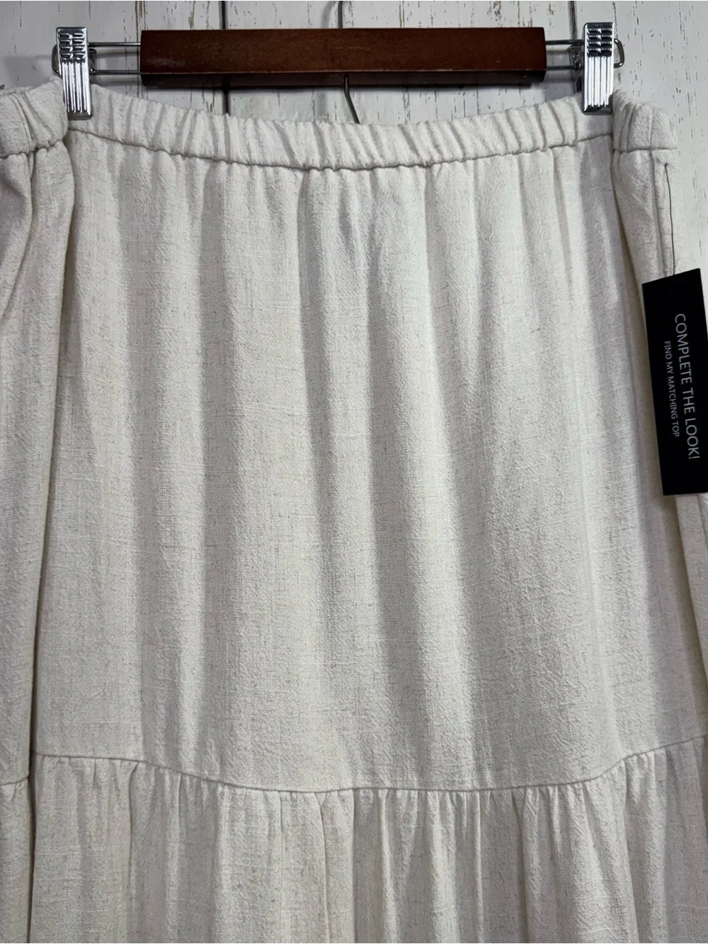 Rachel Zoe Cream Linen Blend Tiered Maxi Skirt Size XL Boho Cottagecore Coastal